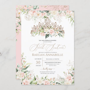 Invitación Rosas Blancas Blancas Blandas Elegante Dulce 16 Cu