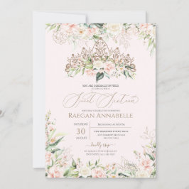 Invitación Rosas Blancas Blancas Blandas Elegante Dulce 16 Cu