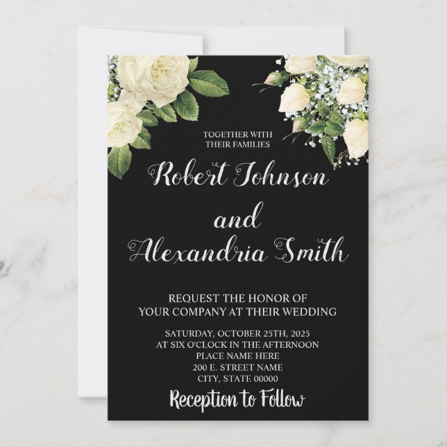 Invitación Rosas blancas | BODA (Anverso)