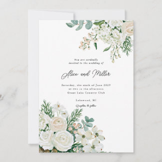 Invitación Rosas Blancas de Invierno, Cornejo y Abeto para Bo