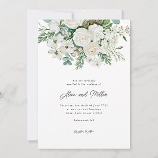 Invitación Rosas Blancas de Invierno, Cornejo y Abeto para Bo