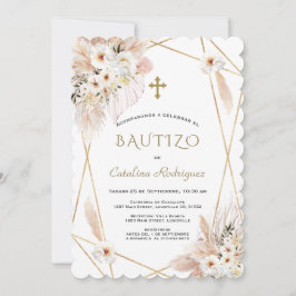 Invitación Rosas blancas del desierto Bautismo de Grado Pampa