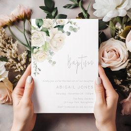 Invitación Rosas Blancas Divinas Y Bautismo De Sabios
