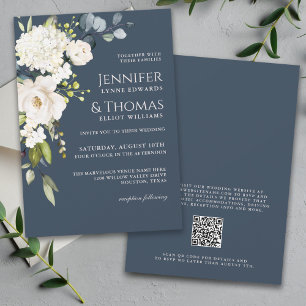 Invitación Rosas blancas e hidrangeas Boda floral elegante