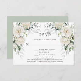 Invitación Rosas blancas, Eucalipto RSVP