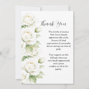 Invitación Rosas Blancas Floral Funeral Muerte Gracias