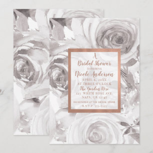 Invitación Rosas Blancas Floral Rosa Moderno Chic Desfile Nup