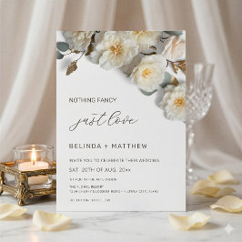 Invitación Rosas Blancas Flores 3D Elegantes Bodas Blancas