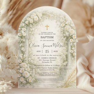 Invitación Rosas Blancas Lirios de Calla Trigo Bautizo Bautis