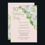 Invitación Rosas blancas | Orquídeas 50.ª fiesta de cumpleaño<br><div class="desc">Celebrando su 50° "Fiesta del Cumpleaños" con elegantes rosas blancas y orquídeas con este diseño floral en cascada con sutiles libreto verde sabio y texto sérico. Diseño compuesto por Holiday Hearts Designs (derechos reservados). El texto del guión no es editable excepto por el diseñador. Si tiene alguna pregunta o necesita...</div>
