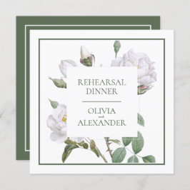 Invitación Rosas blancas para la cena de ensayo boda