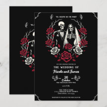 Rosas Blancas Rojas y Negras Esqueleto Boda de Par