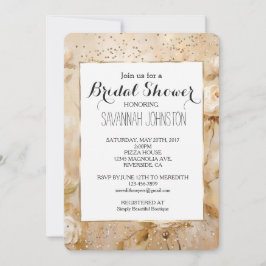 Invitación Rosas blancas románticas ducha de novia Confetti