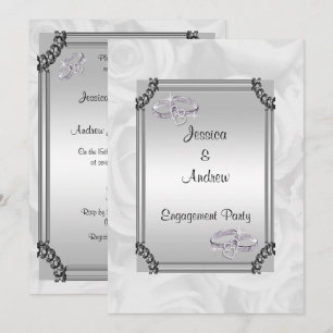 Invitación Rosas Blancas y Anillos de Boda de Diamantes Compr
