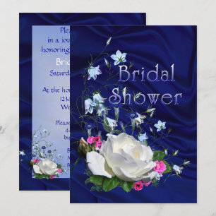 Invitación Rosas blancas y azules duchas de novia