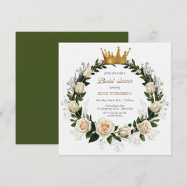 Invitación Rosas blancas y ducha de novias en el aliento del