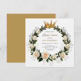 Invitación Rosas blancas y ducha de novias en el aliento del