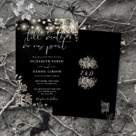 Invitación Rosas blancas y negras luces florales boda gótica