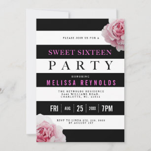 Invitación Rosas blancas y rosas negras dulces 16 Fiestas