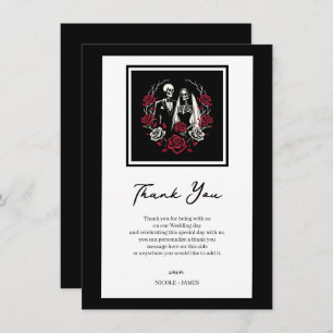 Invitación Rosas blancos rojos y negros Boda de esqueletos gr
