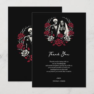 Invitación Rosas blancos rojos y negros Boda de esqueletos gr