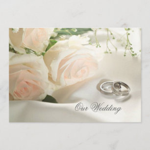 Invitación Rosas blancos y anillos poner crema que casan la