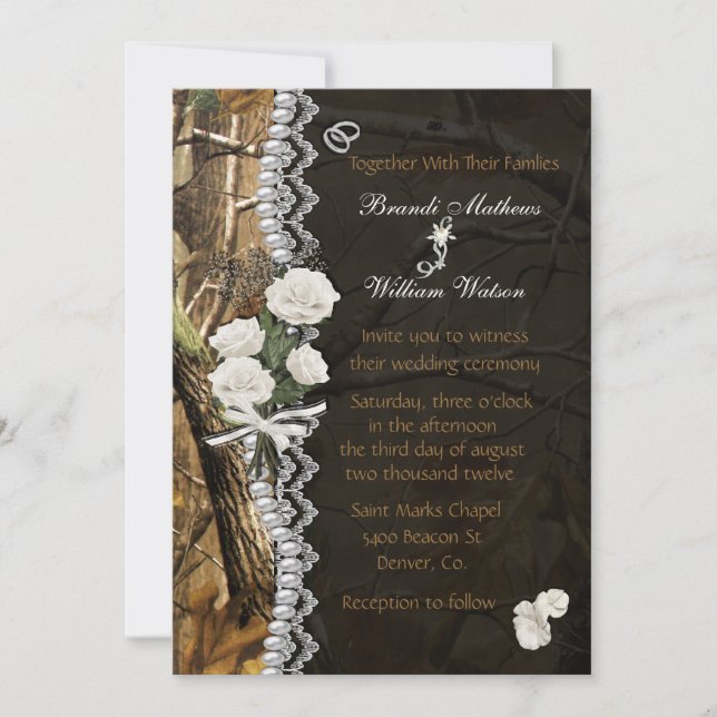 Invitación Rosas blancos y Camo (Anverso)