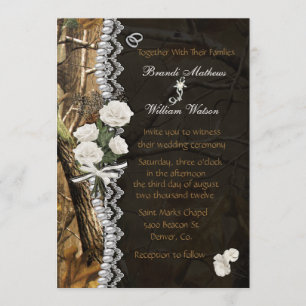 Invitación Rosas blancos y Camo