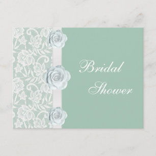 Invitación Rosas blancos y ducha nupcial de la verde menta