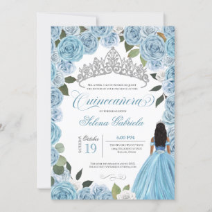 Invitación Rosas Blue Ball Prinderella V2 Quinceanera