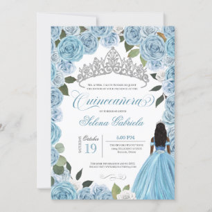 Invitación Rosas Blue del Princesa V2 Quinceanera