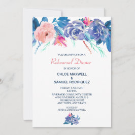 Invitación Rosas Blue Peach Bouquet Boda ensayo Cena
