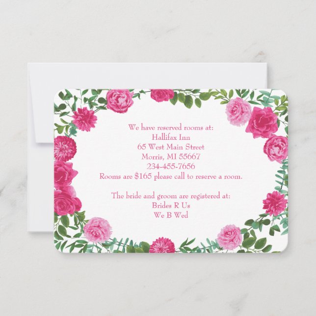 Invitación Rosas Bodas rosados brillantes Floral moderna (Anverso)