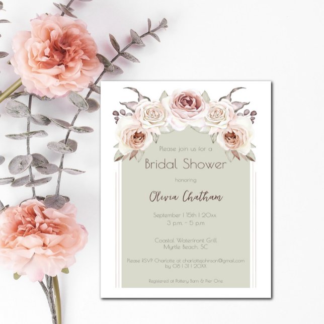 Invitación Rosas bohemias arcan ducha de novia (Bohemian Rose Arch Bridal Shower Invitation)