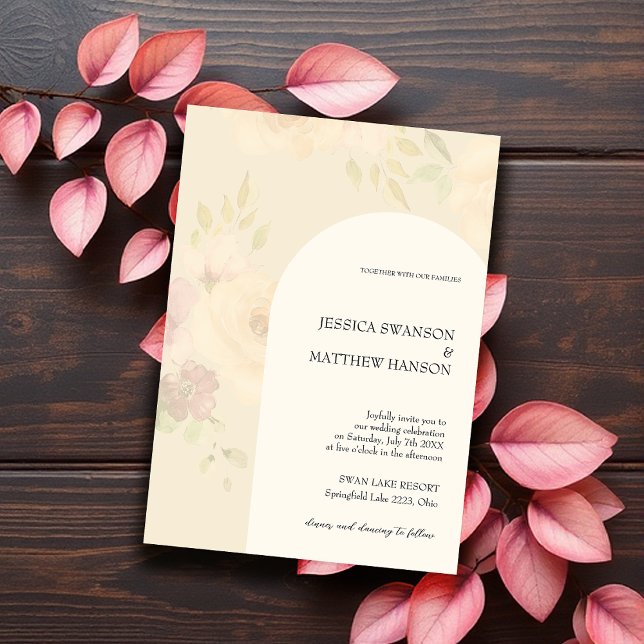 Invitación Rosas bohemios de Rubor Boda acuarela floral (Subido por el creador)