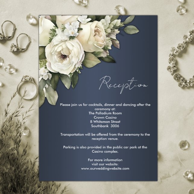 Invitación Rosas Boho Dusty Blue Wedding Detalles de la recep (Subido por el creador)