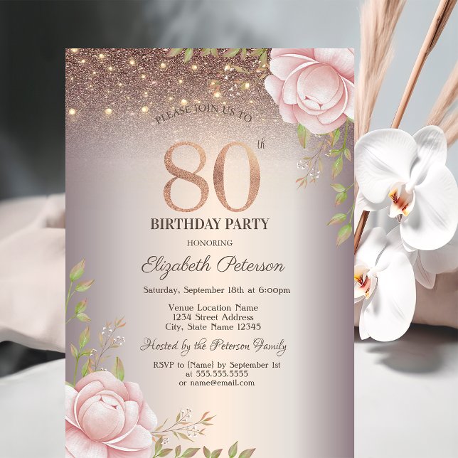 Invitación Rosas Boho, Luces de Cadena Brillantes Cumpleaños  (Subido por el creador)