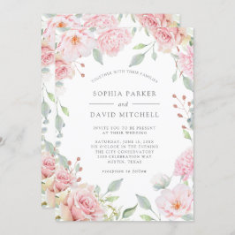 Invitación Rosas bonitos | Elegante Boda floral rosa