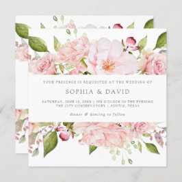 Invitación Rosas bonitos | Elegante Boda floral rosa