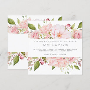Invitación Rosas bonitos   Elegante Boda floral rosa