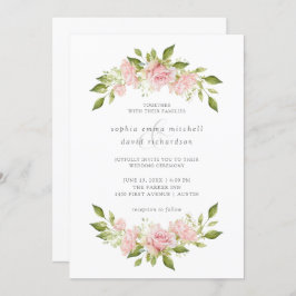 Invitación Rosas bonitos | Elegante Boda floral rosa