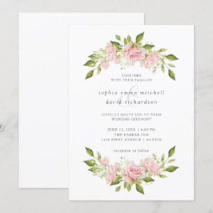 Invitación Rosas bonitos   Elegante Boda floral rosa