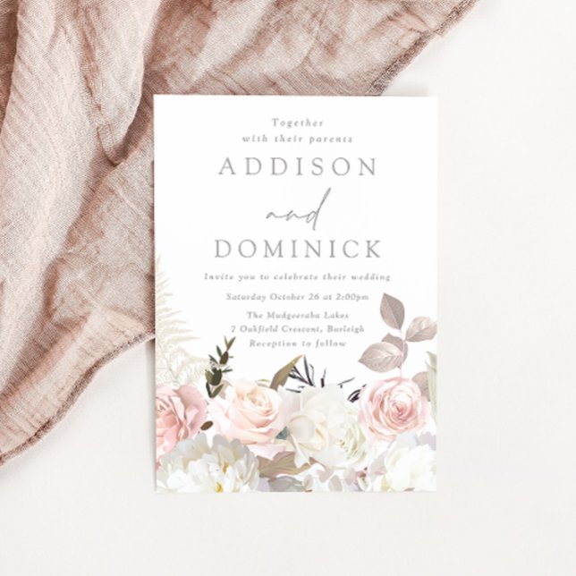 Invitación Rosas botánicos blancos de Rubor Boda de todas las (Subido por el creador)