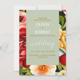Invitación Rosas botánicos elegantes