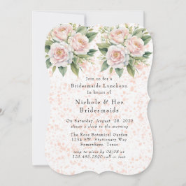 Invitación Rosas botánicos rosados Novias de Novia Luncheon