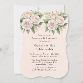 Invitación Rosas botánicos rosados Novias de Novia Luncheon