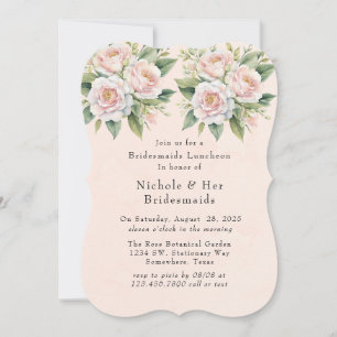 Invitación Rosas botánicos rosados Novias de Novia Luncheon