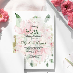 Invitación Rosas Bouquet Elegant 90º cumpleaños de Moda flora