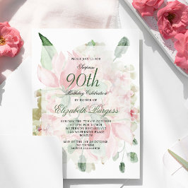 Invitación Rosas Bouquet Elegant 90º cumpleaños de Moda flora