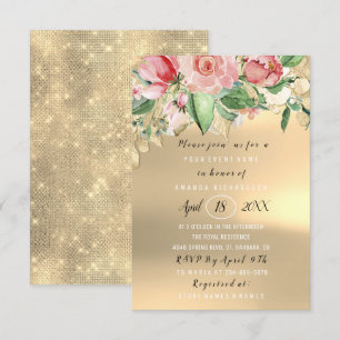 Invitación Rosas Bridal Shower Flower Brunch Green Gold Mint